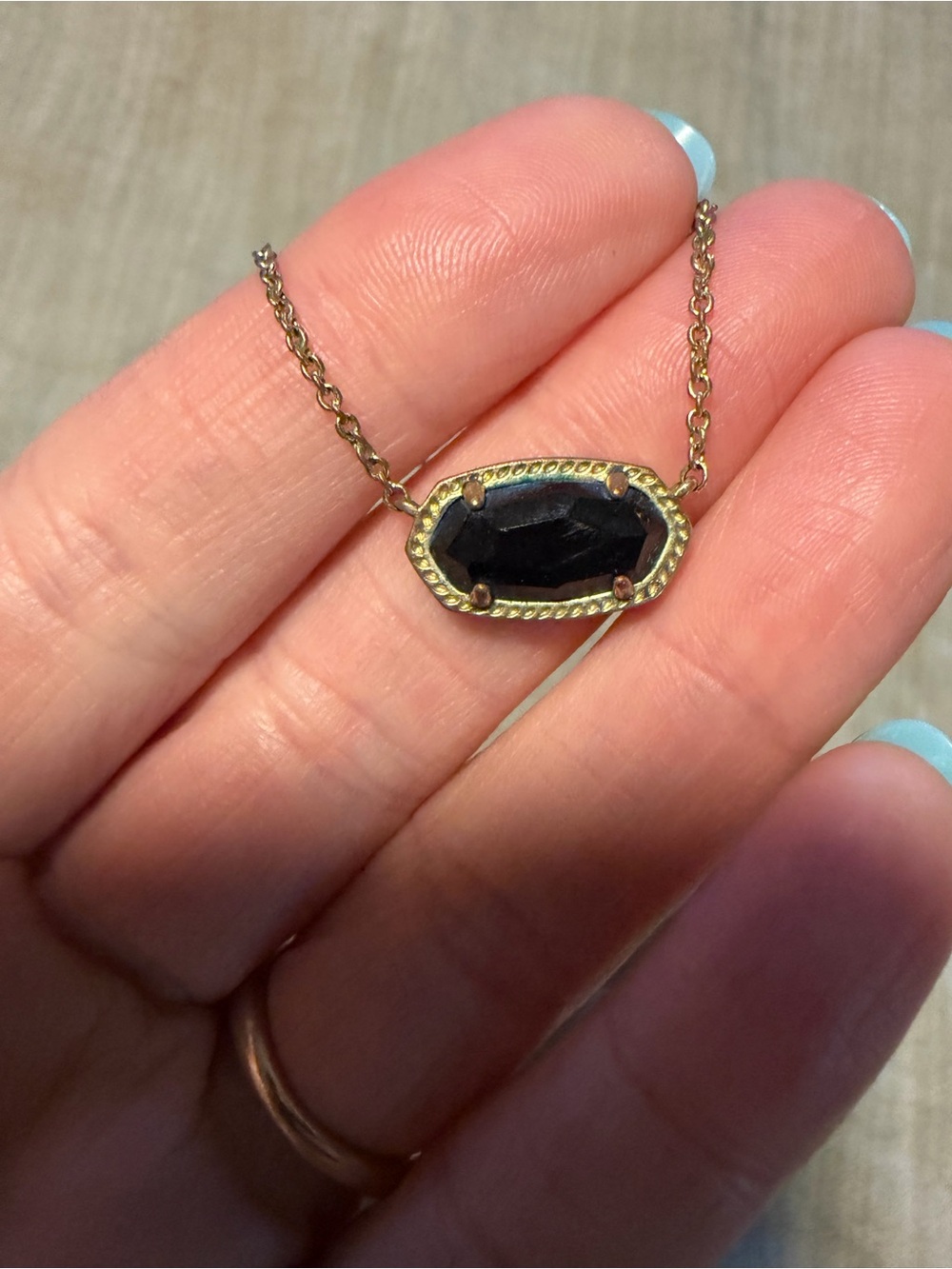 Kendra Scott Gold Necklace with Black Stone